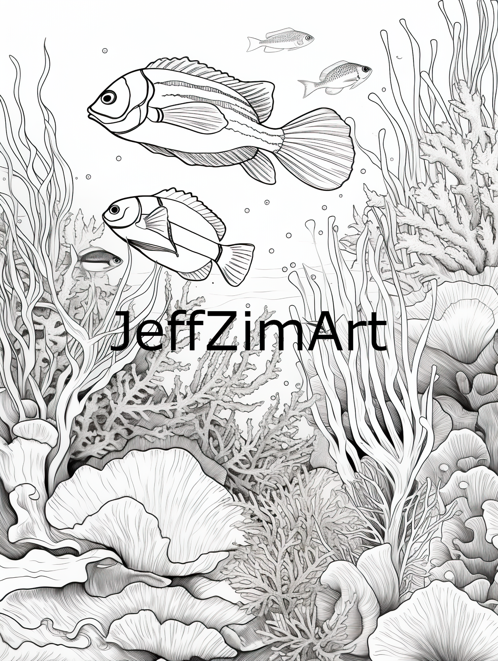 Ocean Coloring Pages for Kids and Adults - Set of 10